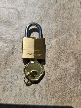 Vintage Miniature Mini Brass? Master Lock Padlock with Key